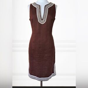 ESCADA Brown 100% Linen
Sleeveless Tunic Sheatr